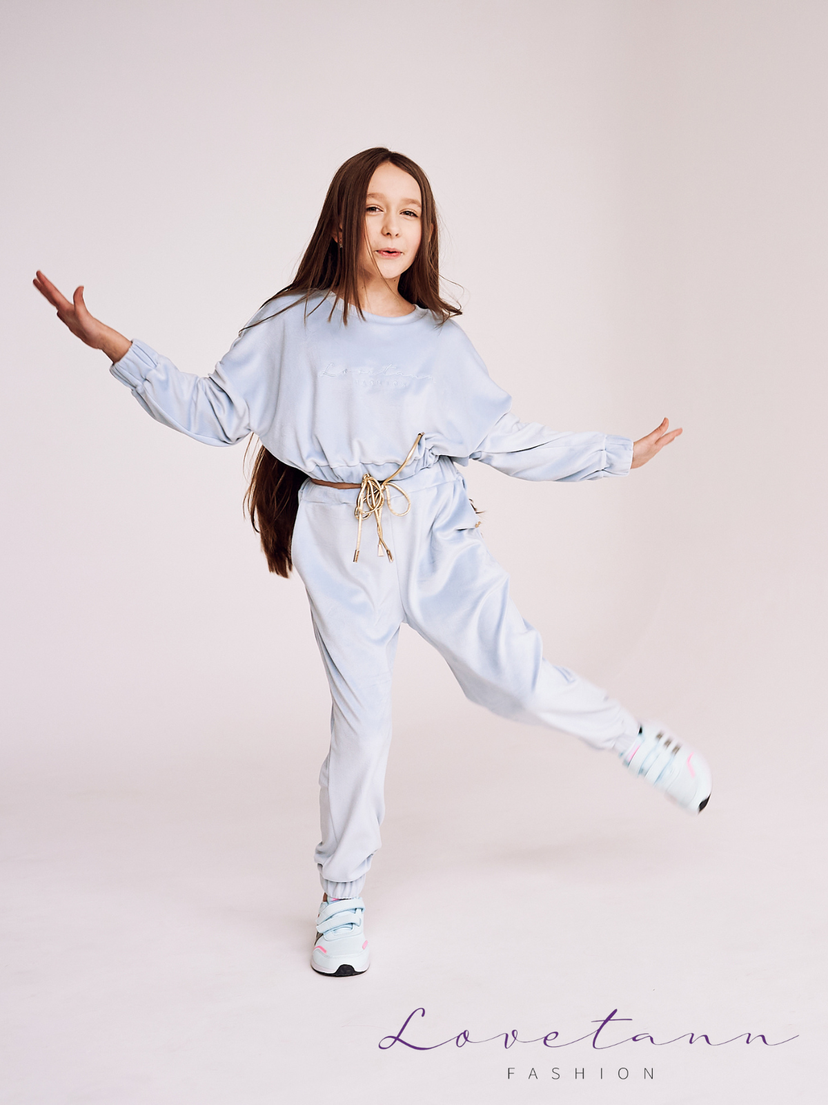 Komplet dresowy welurowy Rainbow Baby blue by Lovetann - obrazek 4