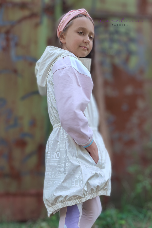 Kamizelka bezrękawnik Letters by Lovetann mleczna i lila