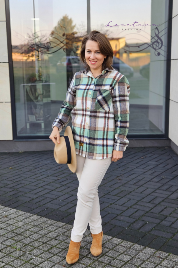 Koszula w kratę damska Stella Zieleń by Lovetann