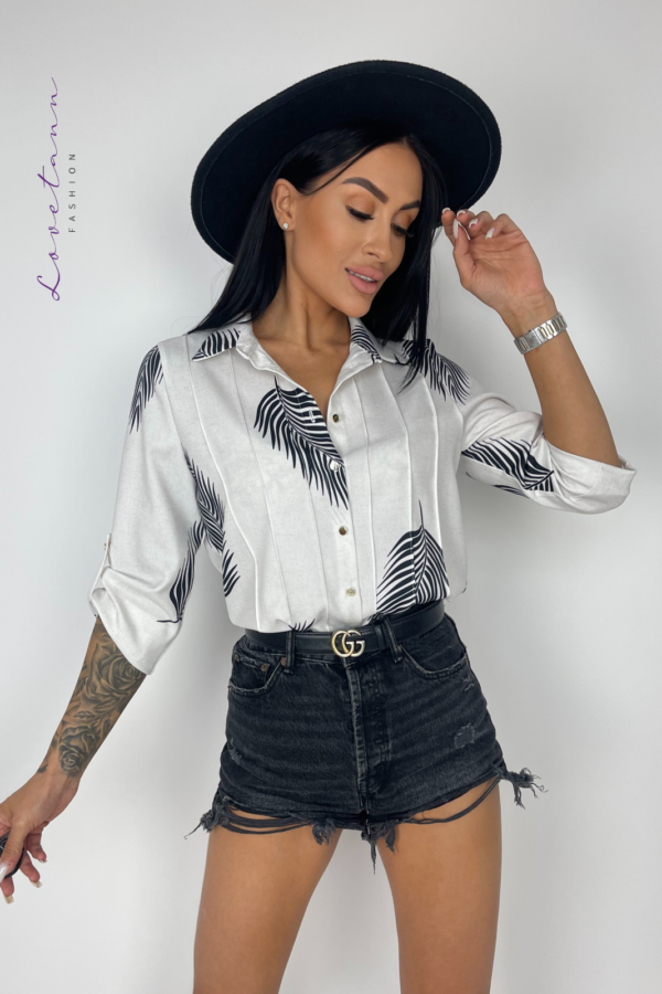 Koszula damska z zaszewkami Aurelia Szary/Piórka by Lovetann