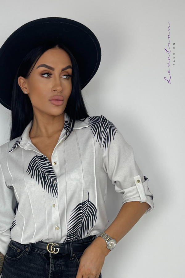 Koszula damska Plus Size z zaszewkami Aurelia Szary/Piórka by Lovetann