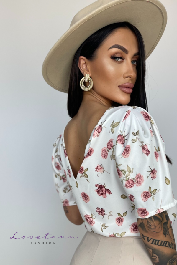 Bluzka damska z bufkami i dekoltem na plecach Princess Rose by Lovetann