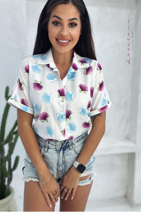 Koszula damska kimono z krótkim rękawem Sofia Dmuchawce by Lovetann