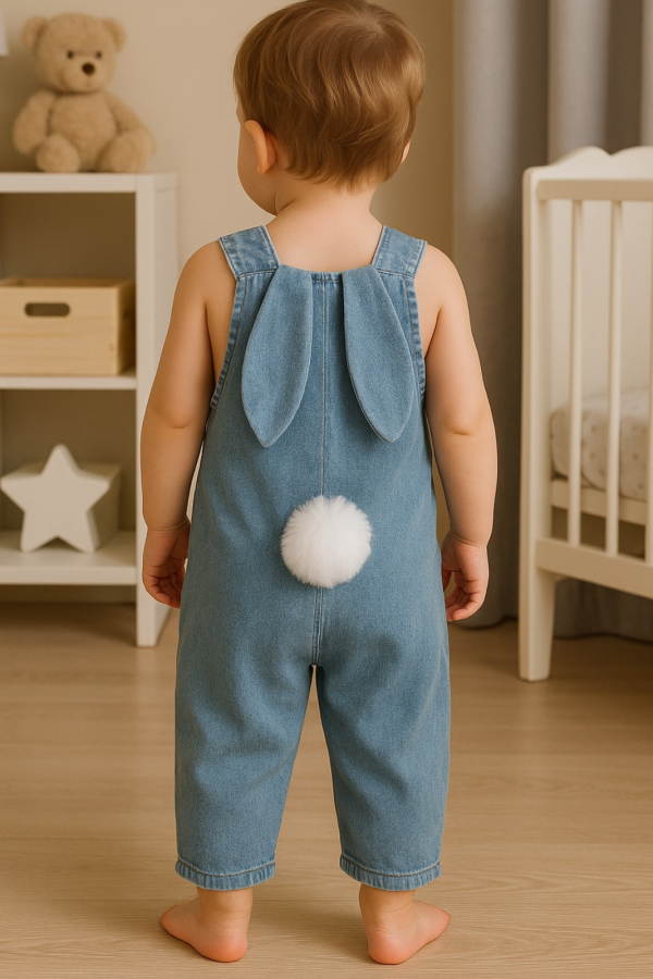 Jeansowy Rampers Bunny Niebieski