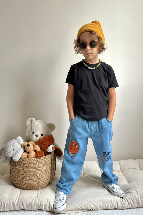 Spodnie jeansowe Emotka Niebieski