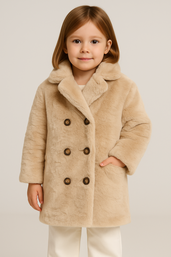 Płaszcz Futrzany Beige Elegance Beż