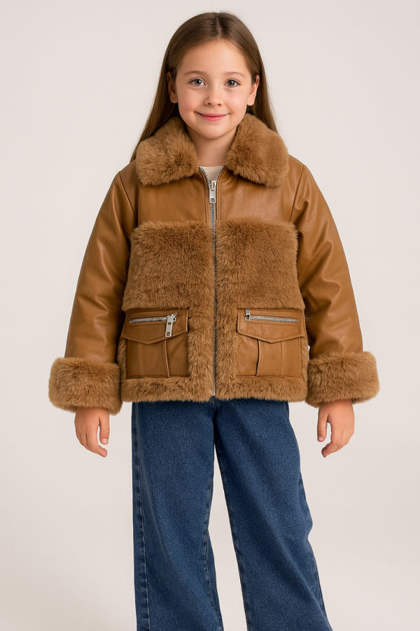 Kurtka Glam Fur Camel Brąz